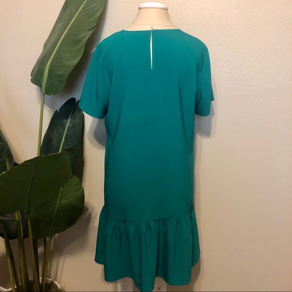 Green Halogen Ruffle Hem Shift Dress, Medium - Picture 6 of 9